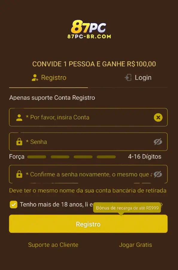 registro e login